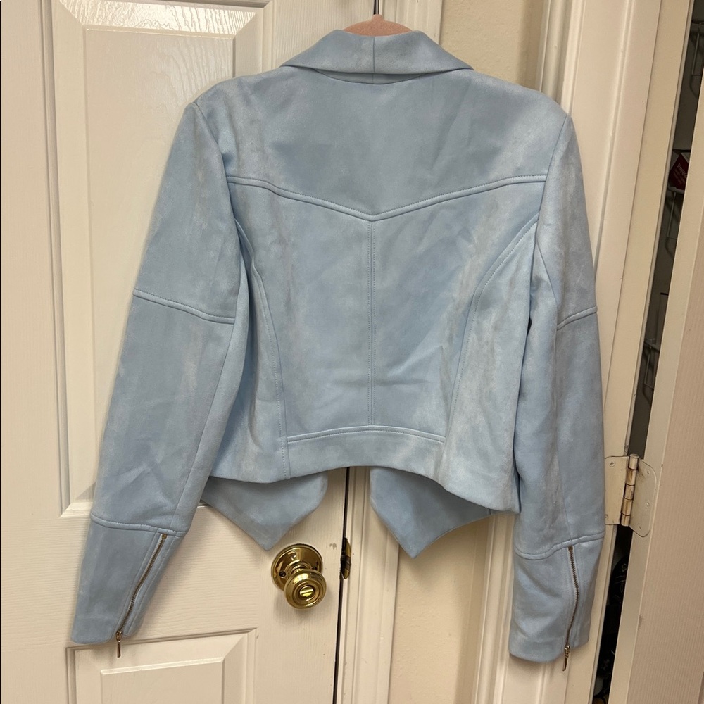 White House Black Market Glass Blue Ultrasuede Jacket with tag - Picture 3 of 5